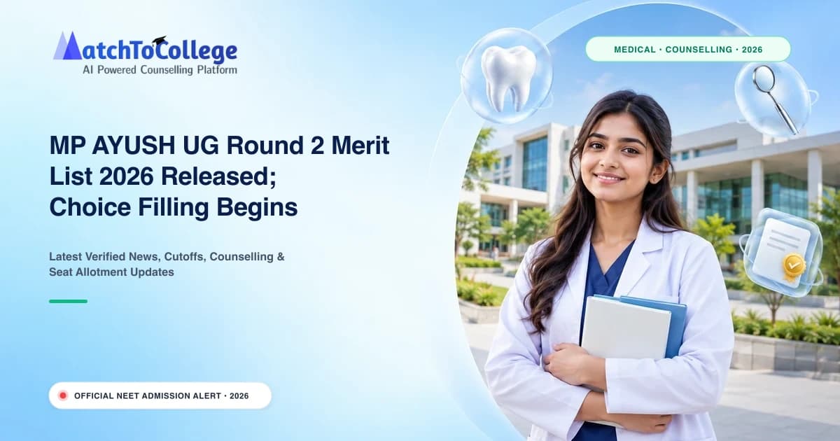 MP AYUSH UG Round 2 Merit List 2026 Released; Choice Filling Begins Tomorrow