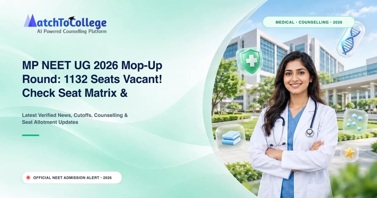 MP NEET UG 2026 Mop-Up Round: 1132 Seats Vacant! Check Seat Matrix & Choice Filling Deadline