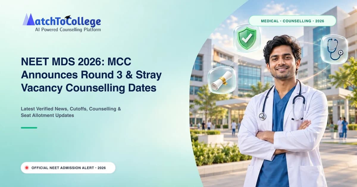 NEET MDS 2026: MCC Announces Round 3 & Stray Vacancy Counselling Dates – Act Now!