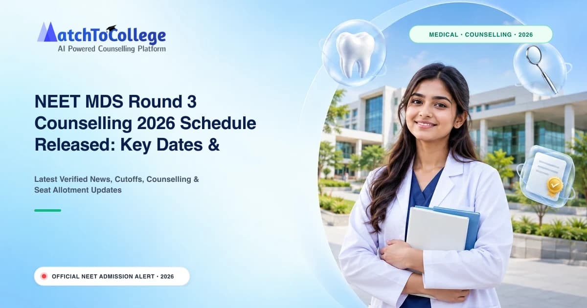 NEET MDS Round 3 Counselling 2026 Schedule Released: Key Dates & Next Steps