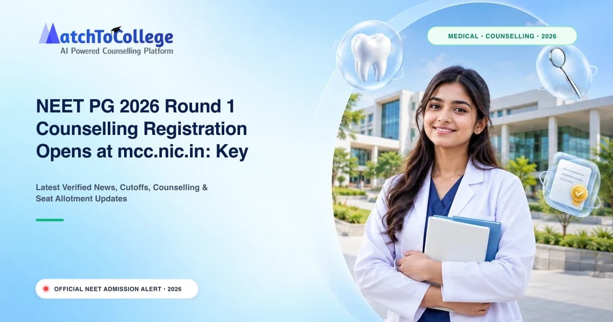 NEET PG 2026 Round 1 Counselling Registration Opens at mcc.nic.in: Key Dates & Steps