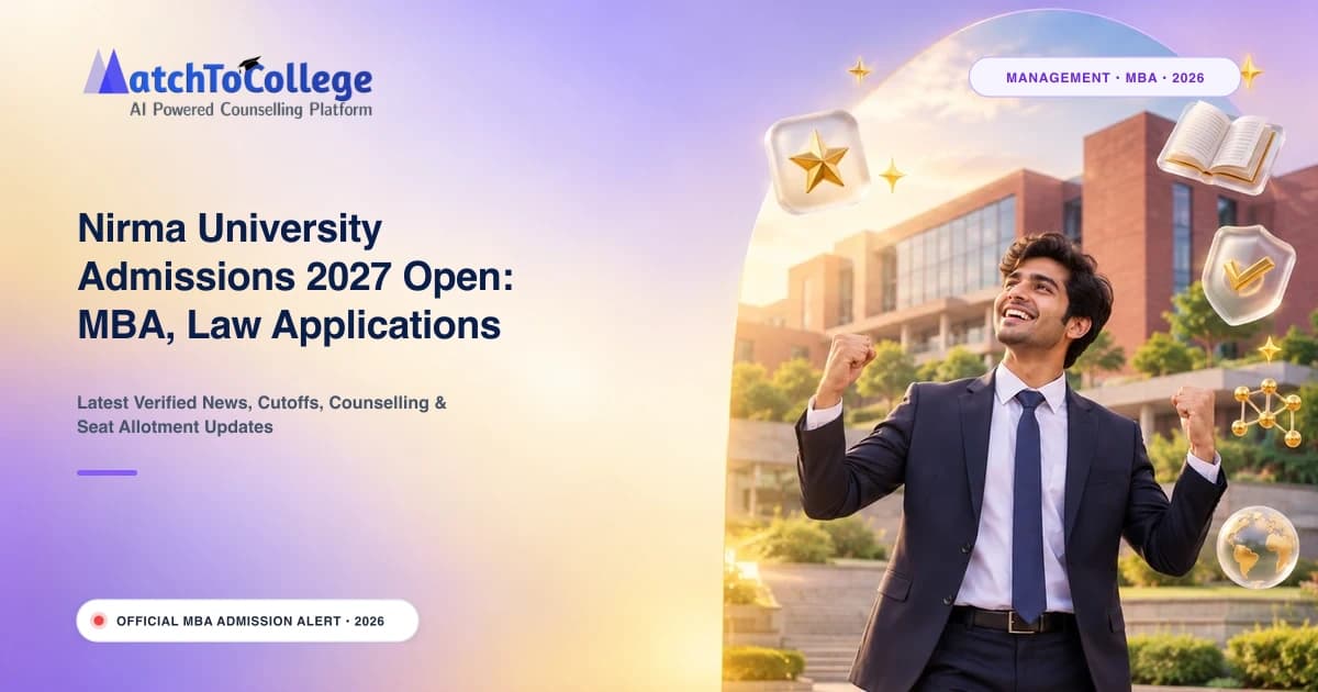 Nirma University Admissions 2027 Open: MBA, Law Applications Live; B.Tech Details Soon