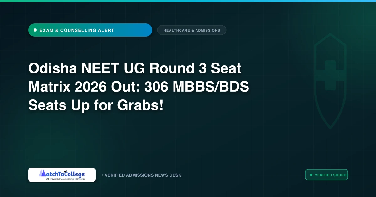 Odisha NEET UG Round 3 Seat Matrix 2026 Out: 306 MBBS/BDS Seats Up for Grabs!
