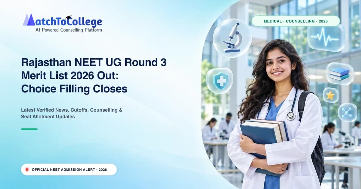 Rajasthan NEET UG Round 3 Merit List 2026 Out: Choice Filling Closes Soon