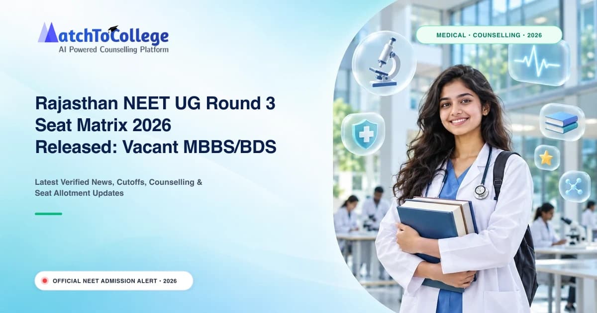 Rajasthan NEET UG Round 3 Seat Matrix 2026 Released: Vacant MBBS/BDS Seats Out