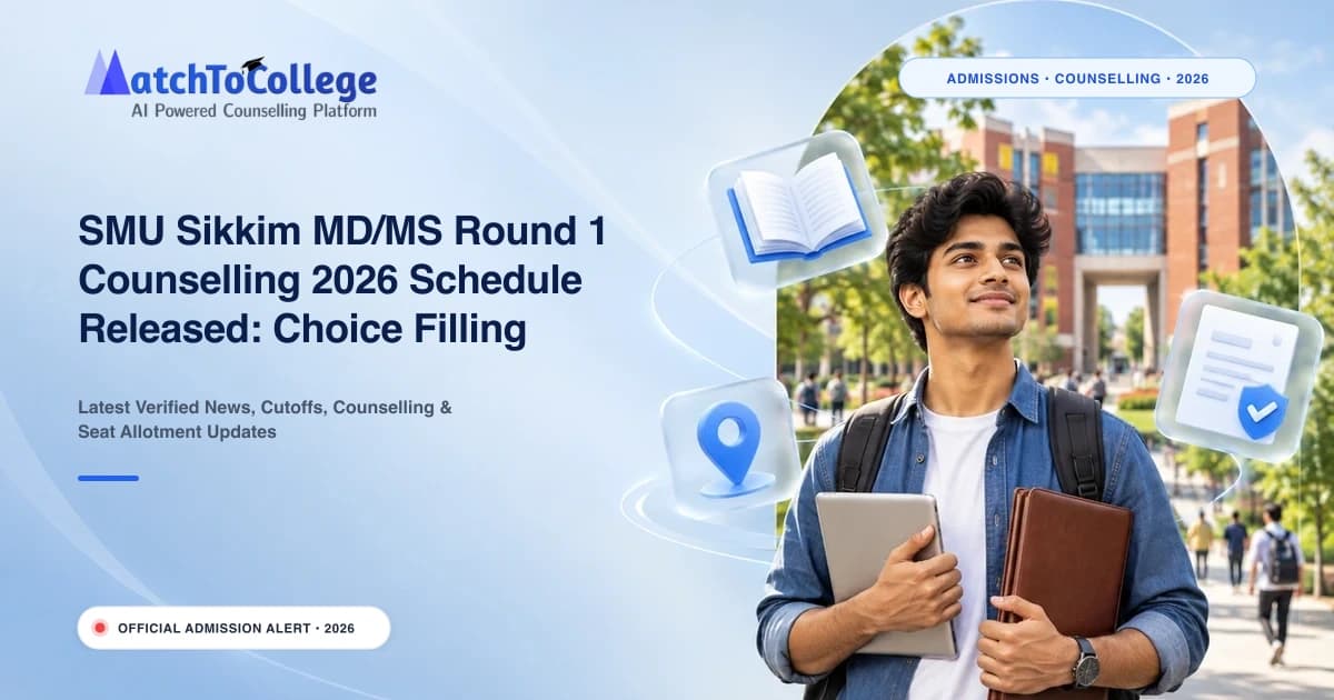 SMU Sikkim MD/MS Round 1 Counselling 2026 Schedule Released: Choice Filling Opens Oct 27