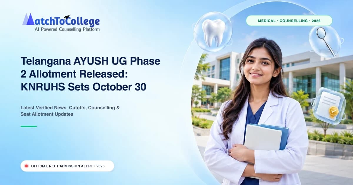Telangana AYUSH UG Phase 2 Allotment Released: KNRUHS Sets October 30 Reporting Deadline