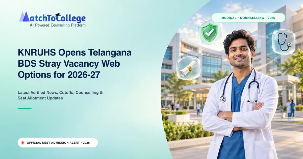 KNRUHS Opens Telangana BDS Stray Vacancy Web Options for 2026-27 Admissions