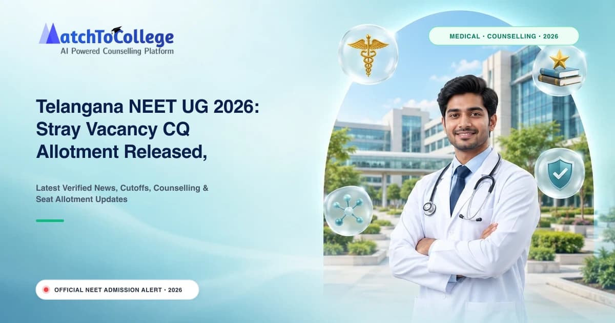 Telangana NEET UG 2026: Stray Vacancy CQ Allotment Released, Report by Oct 26