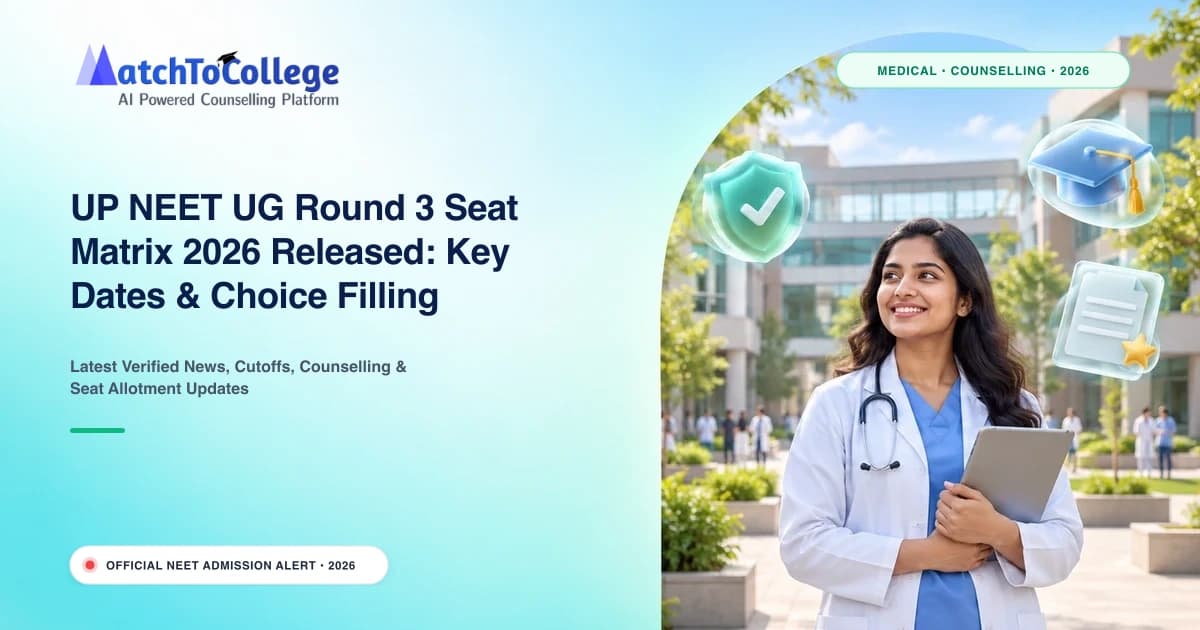 UP NEET UG Round 3 Seat Matrix 2026 Released: Key Dates & Choice Filling Deadline