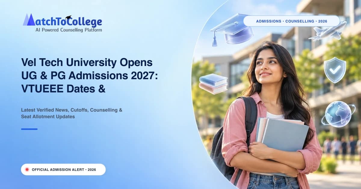 Vel Tech University Opens UG & PG Admissions 2027: VTUEEE Dates & Application Details
