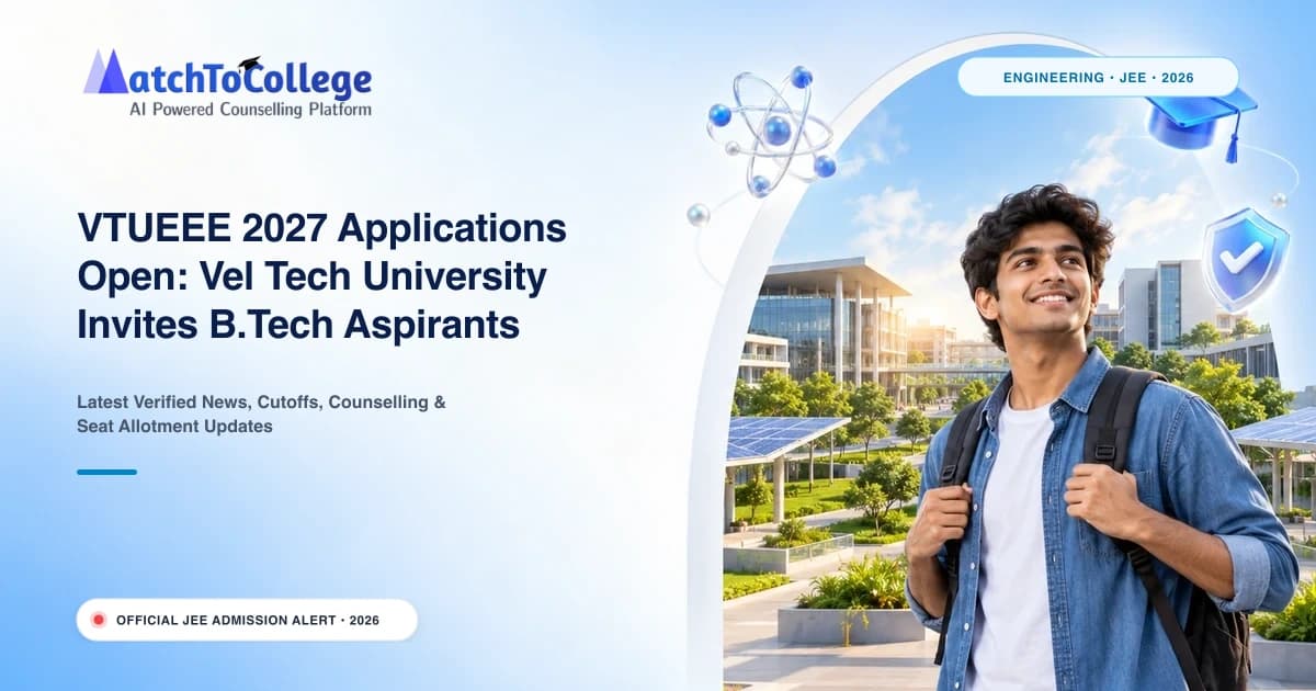 VTUEEE 2027 Applications Open: Vel Tech University Invites B.Tech Aspirants