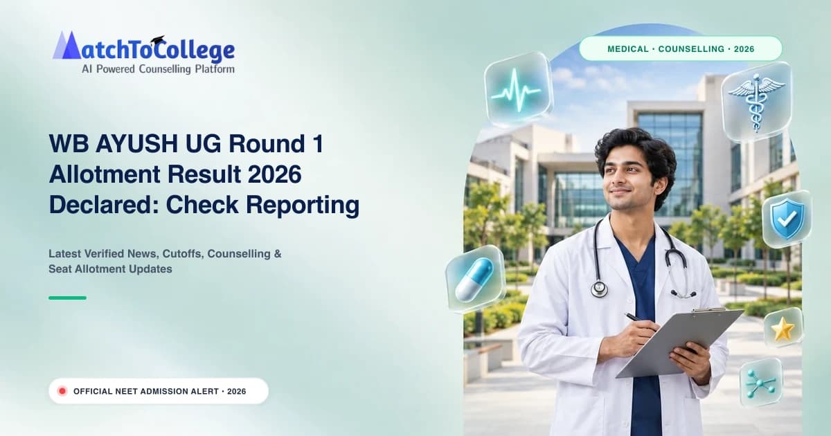 WB AYUSH UG Round 1 Allotment Result 2026 Declared: Check Reporting Steps & Key Dates