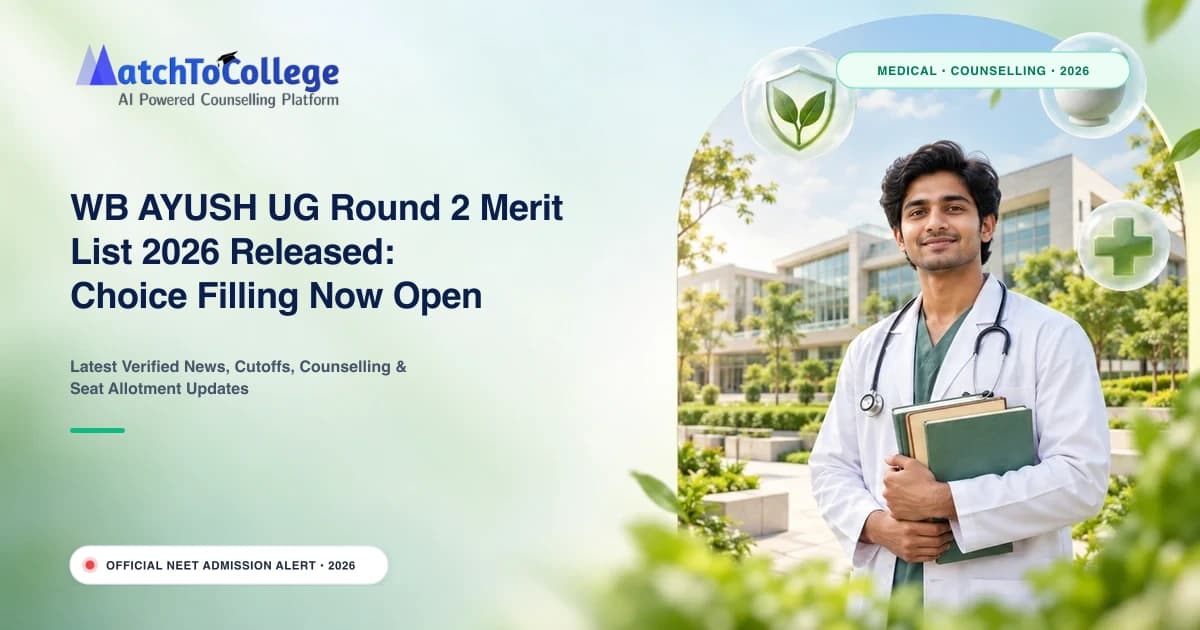 WB AYUSH UG Round 2 Merit List 2026 Released: Choice Filling Now Open on WBMCC Portal