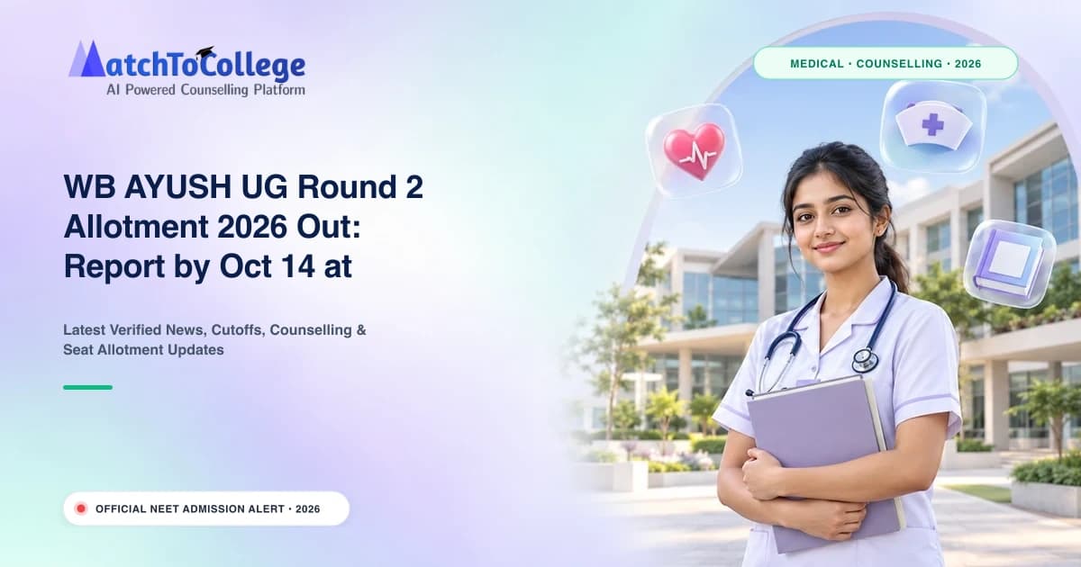 WB AYUSH UG Round 2 Allotment 2026 Out: Report by Oct 14 at wbmcc.nic.in
