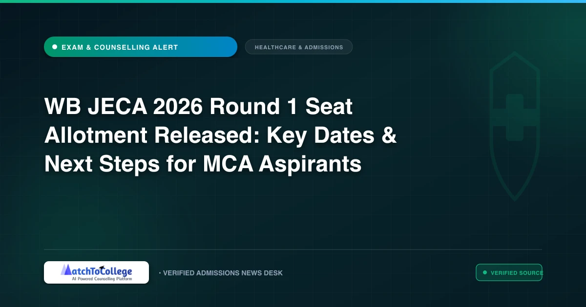 WB JECA 2026 Round 1 Seat Allotment Released: Key Dates & Next Steps for MCA Aspirants