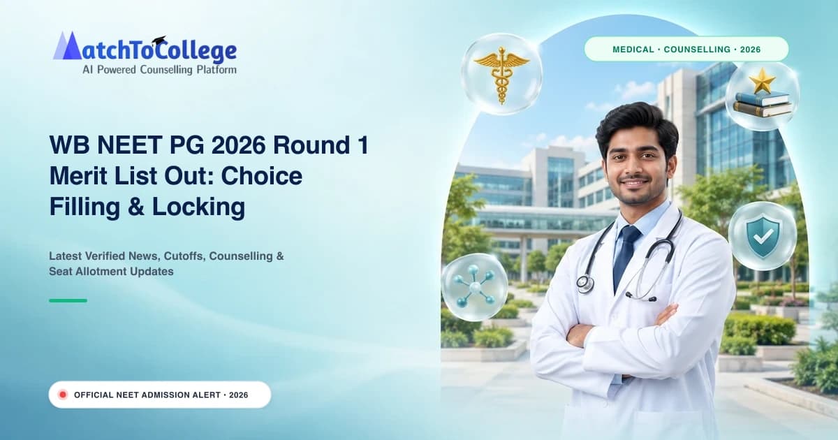 WB NEET PG 2026 Round 1 Merit List Out: Choice Filling & Locking Underway at wbmcc.nic.in