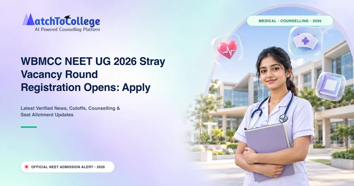 WBMCC NEET UG 2026 Stray Vacancy Round Registration Opens: Apply by 8 PM Today!